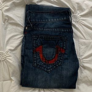 True Religion Jeans W/ red flannel inserts